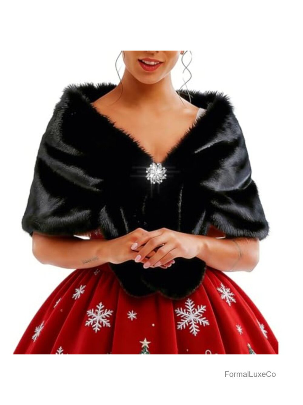 Womens Faux Fur Shawl Wrap Bridal Stole Wedding Scarf
